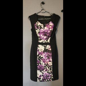 WHBM Black and Purple Floral Dress